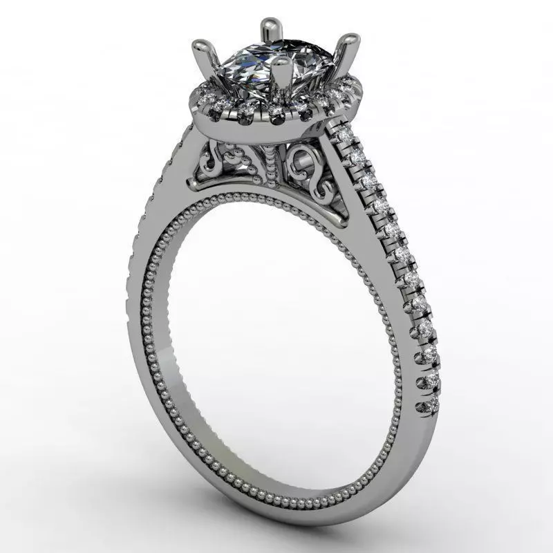 Oval halo fashion engagement ring 3D print model_0