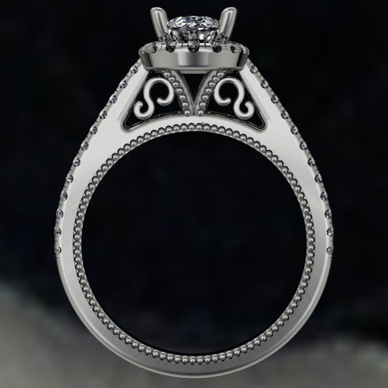 Oval halo fashion engagement ring 3D print model_2