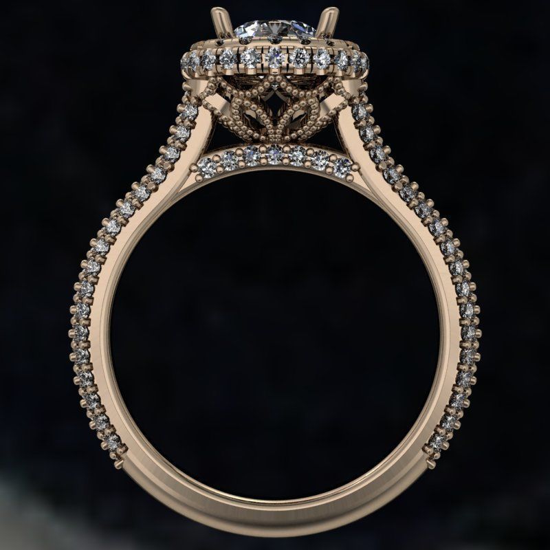 Round halo fashion engagement ring 3D print model_2
