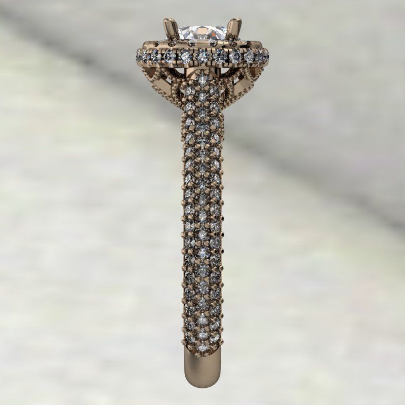 Round halo fashion engagement ring 3D print model_3