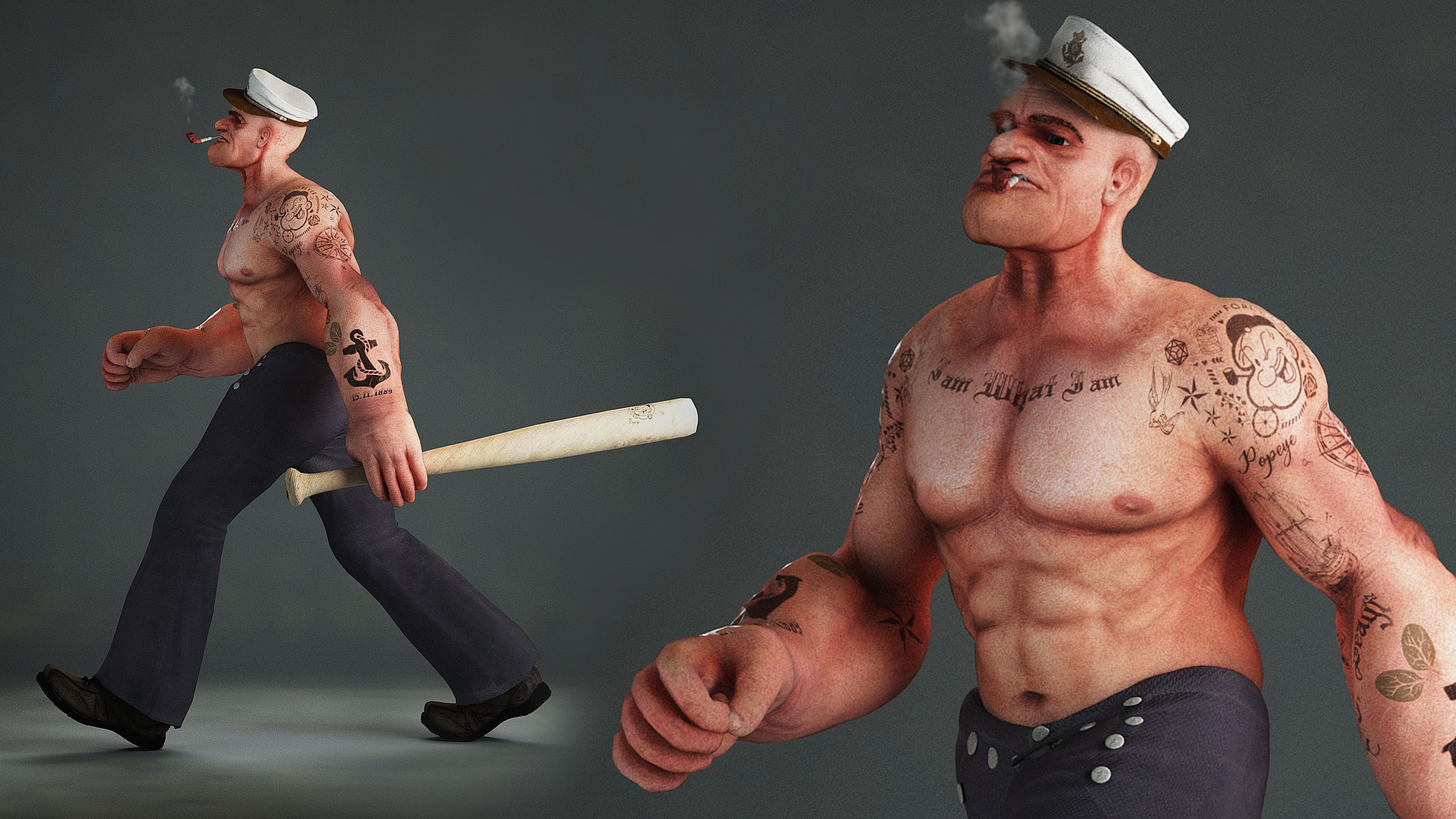 Popeye sailor Low-poly 3D model_4