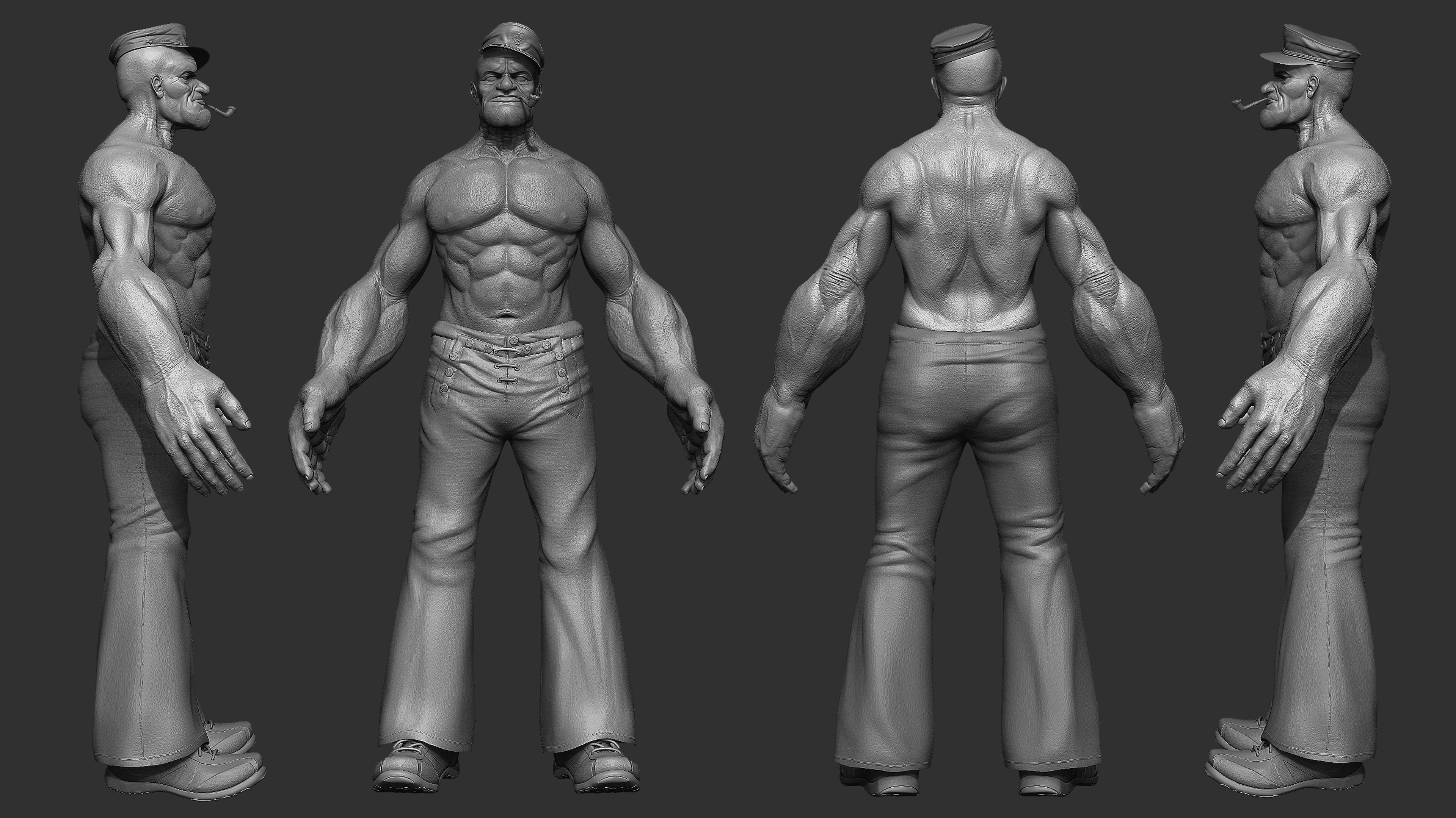 Popeye sailor Low-poly 3D model_3