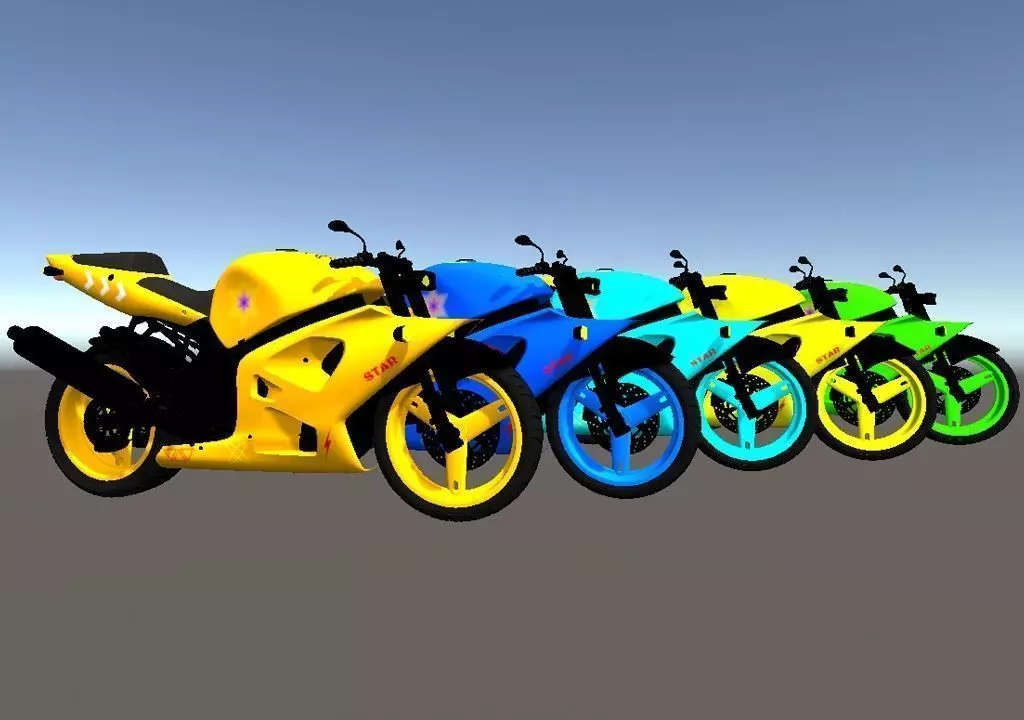 Simple 3D Race Bike Low-poly 3D model