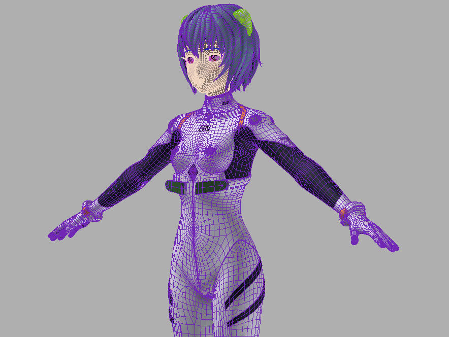 T pose nonrigged model of Rei Ayanami anime girl 3D model_7