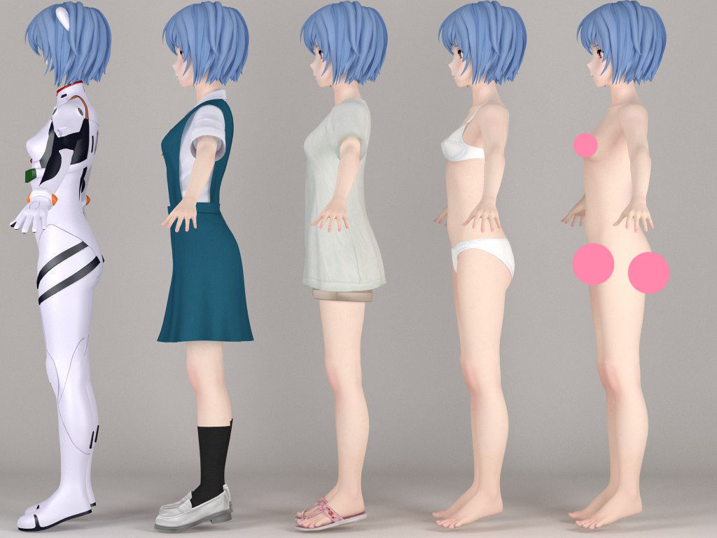 T pose nonrigged model of Rei Ayanami anime girl 3D model_4