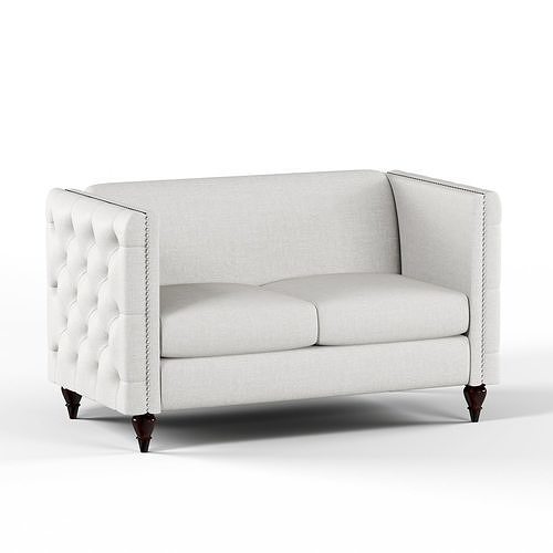 Furniture of America Jada Tufted Loveseat Gray Low-poly 3D model