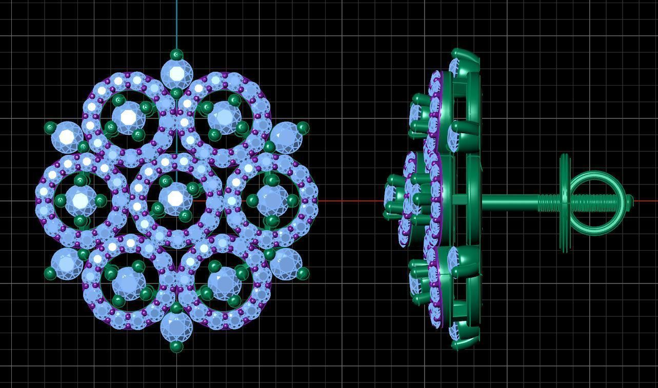 Circular Stark Stud Earring 3D print model_5