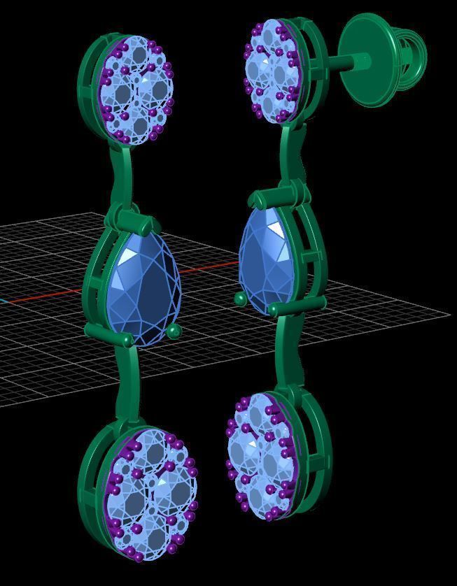 Drop and Cluster Drop Earring 3D print model_6