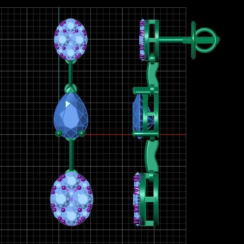 Drop and Cluster Drop Earring 3D print model_5