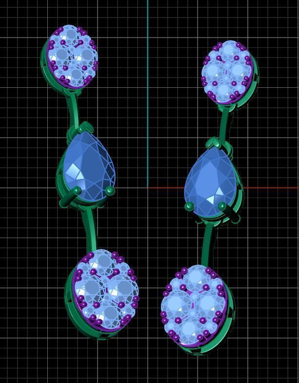 Drop and Cluster Drop Earring 3D print model_7