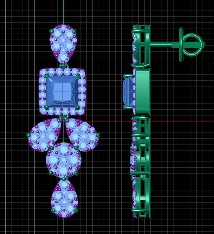 Pear Clump Drop Earring 3D print model_5