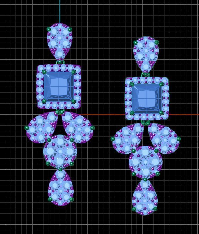 Pear Clump Drop Earring 3D print model_7