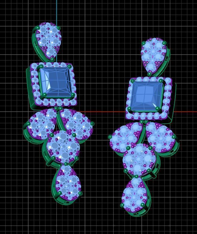 Pear Clump Drop Earring 3D print model_8