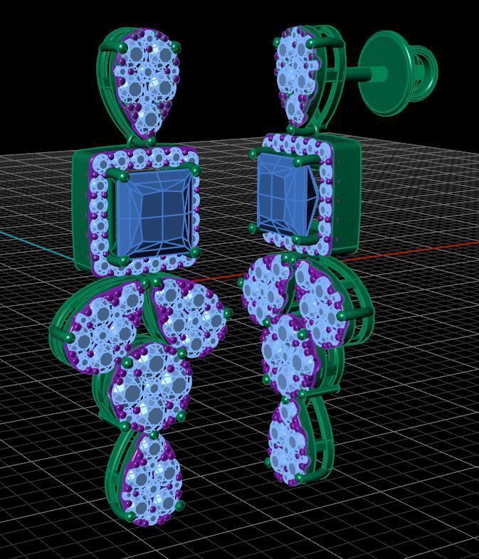 Pear Clump Drop Earring 3D print model_6