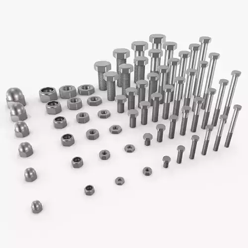 Bolts and nuts collection 3D model