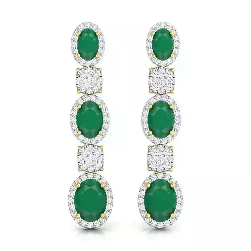 Quad and Oval Drop Earrings