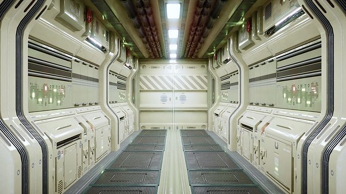 Modular Sci Fi Corridor Low-poly 3D model