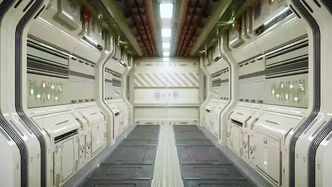 Modular Sci Fi Corridor Low-poly 3D model