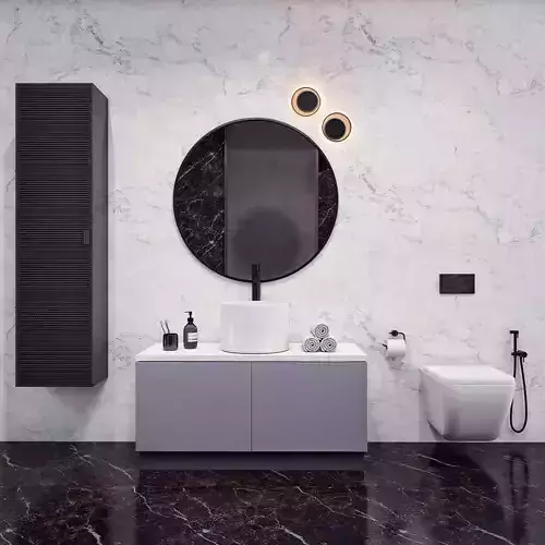 Bathroom Set 4 with marble walls