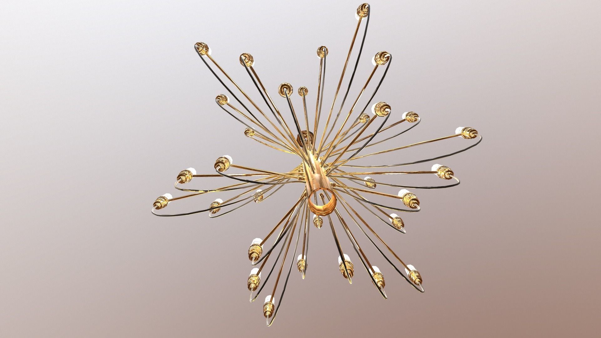 Gold Chandelier Low-poly 3D model_8