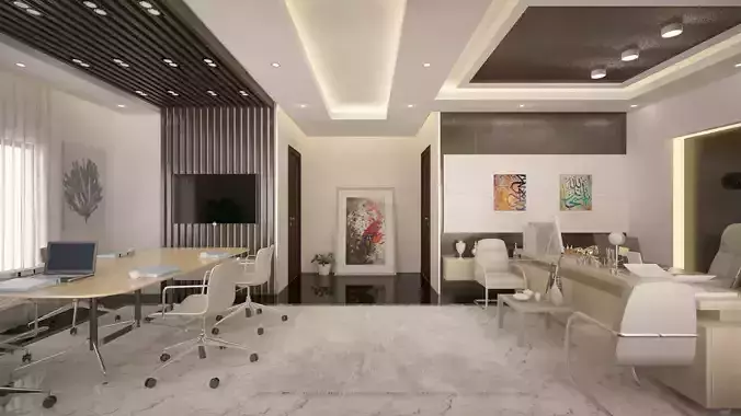Modern office interior scene 