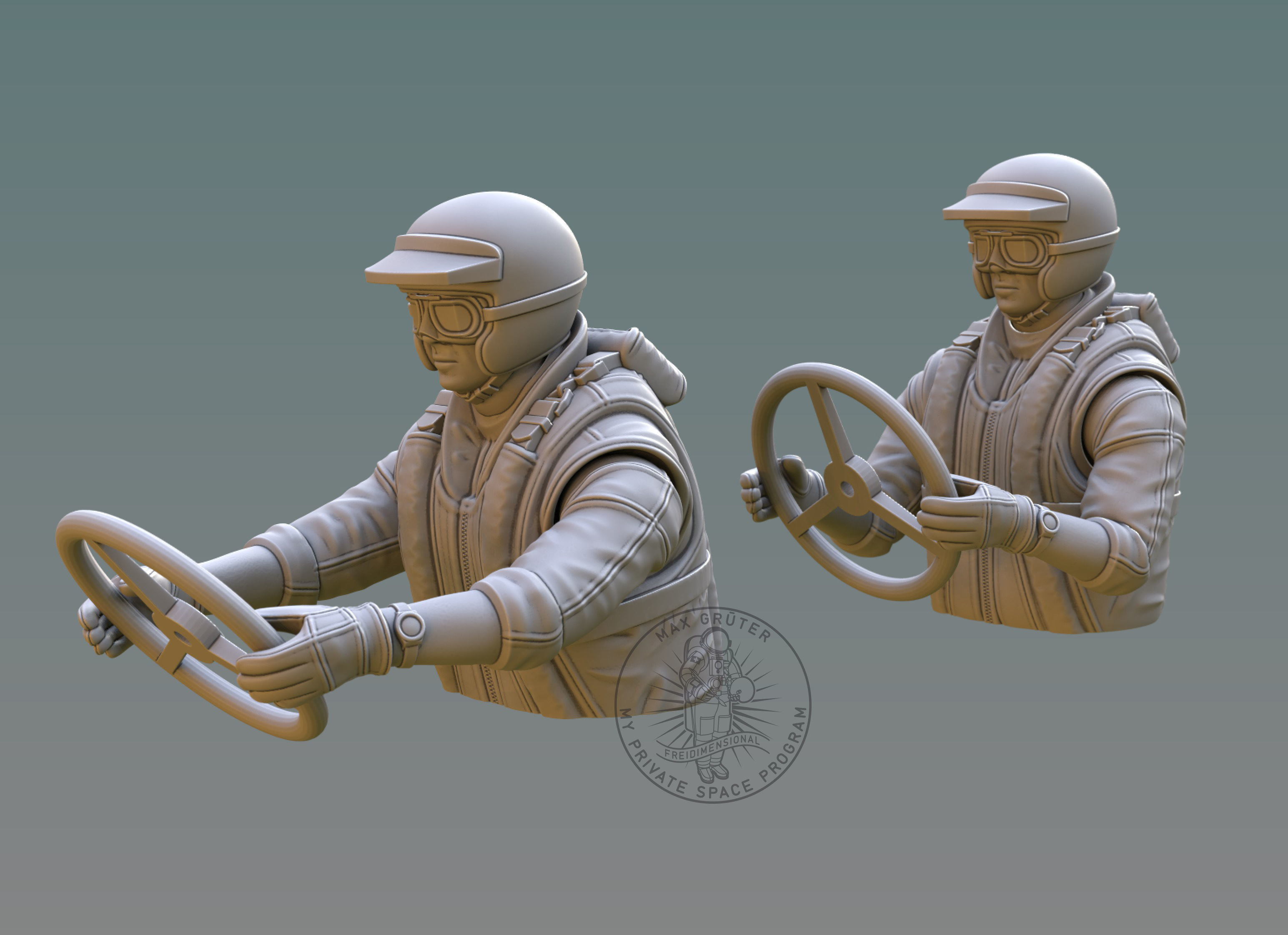 Drag Boat Pilot Bust 3D print model_2