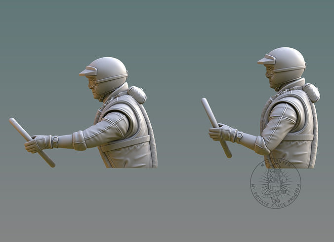 Drag Boat Pilot Bust 3D print model 4