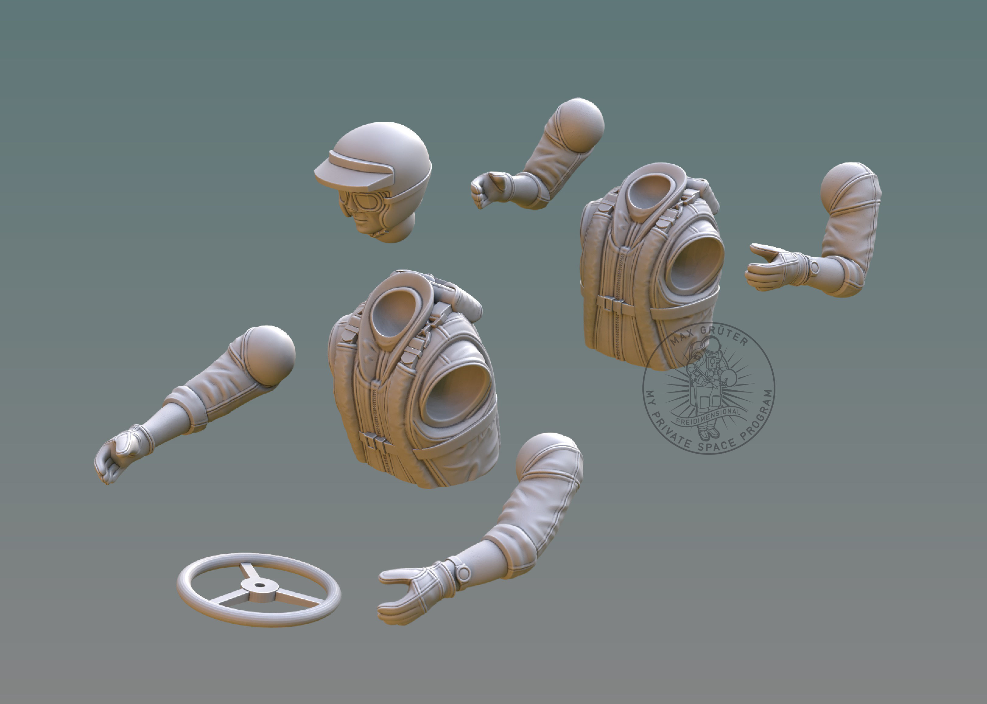 Drag Boat Pilot Bust 3D print model_6