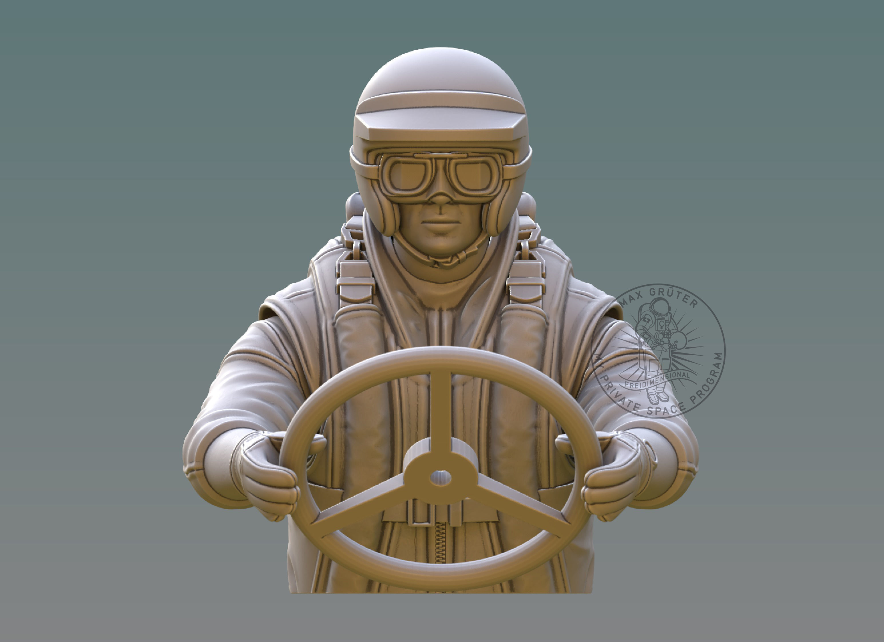 Drag Boat Pilot Bust 3D print model_1