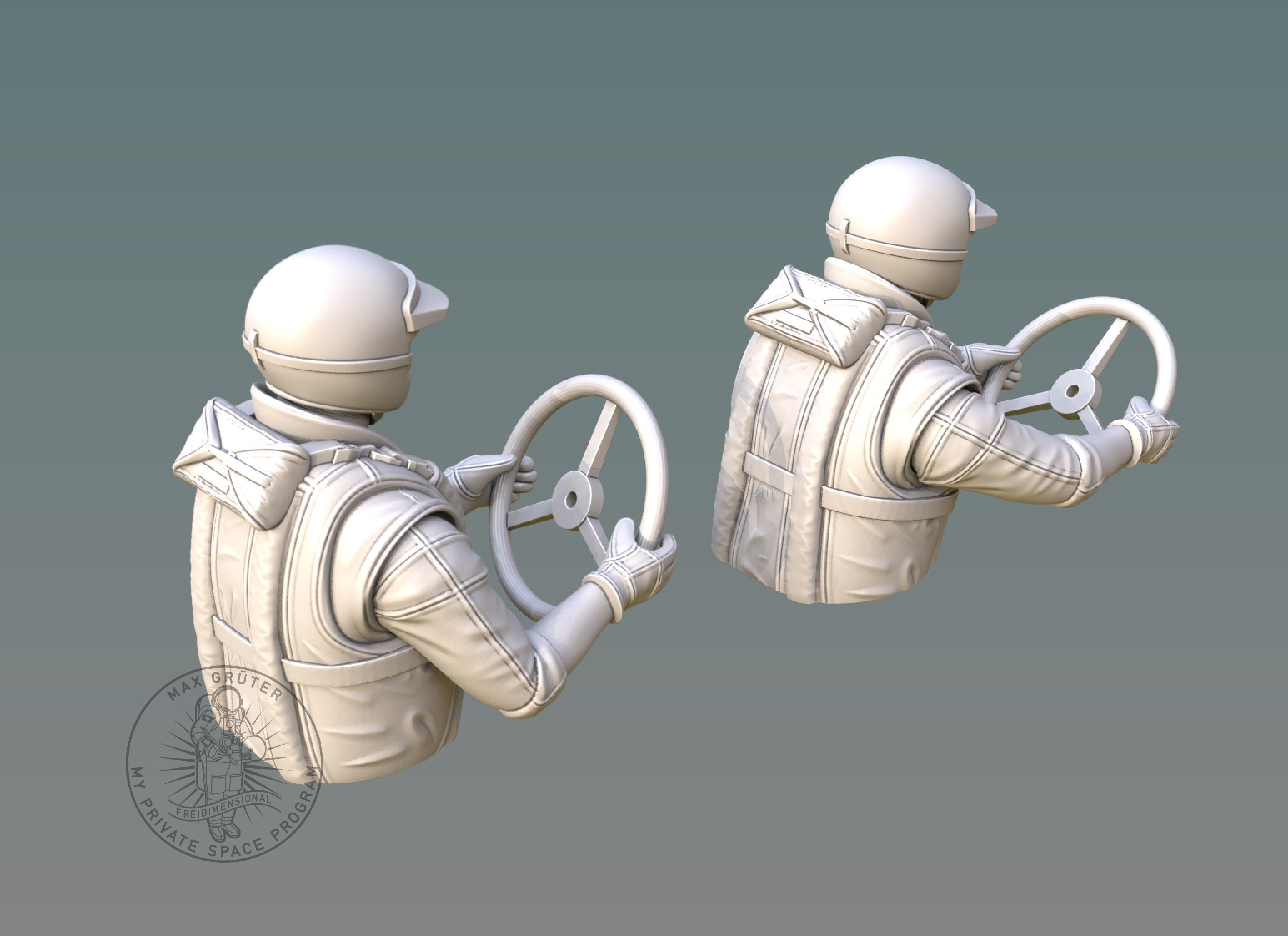 Drag Boat Pilot Bust 3D print model_5