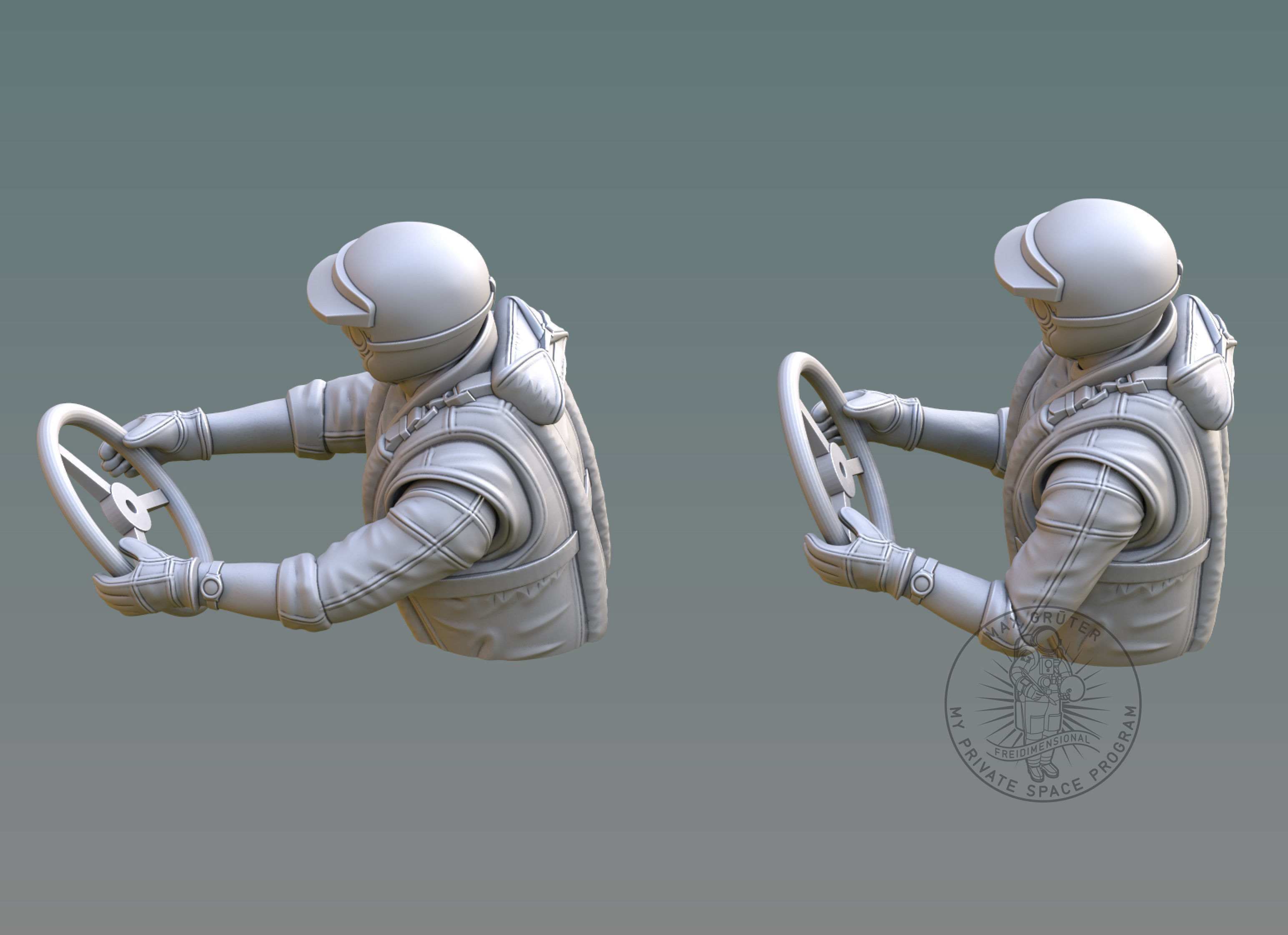 Drag Boat Pilot Bust 3D print model_4