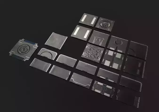 Modular Sci-fi floor set Free low-poly 3D model
