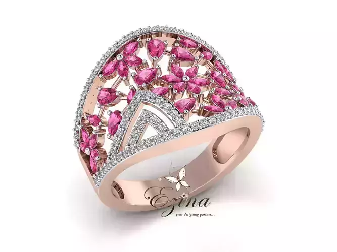 Pear shaped ruby stone Diamond ring