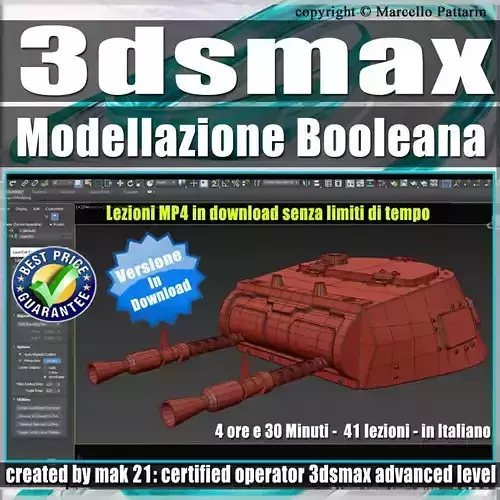 3ds max Modellazione Booleana Tutorial MP4  3D model