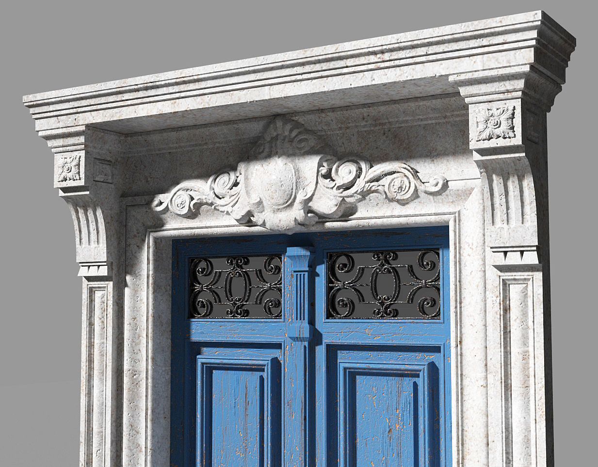 Neoclassic door Low-poly 3D model_5