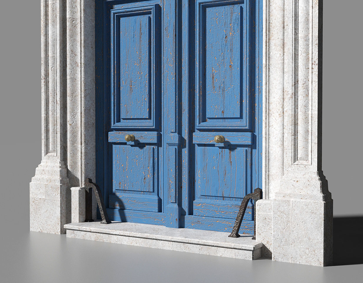 Neoclassic door Low-poly 3D model_3