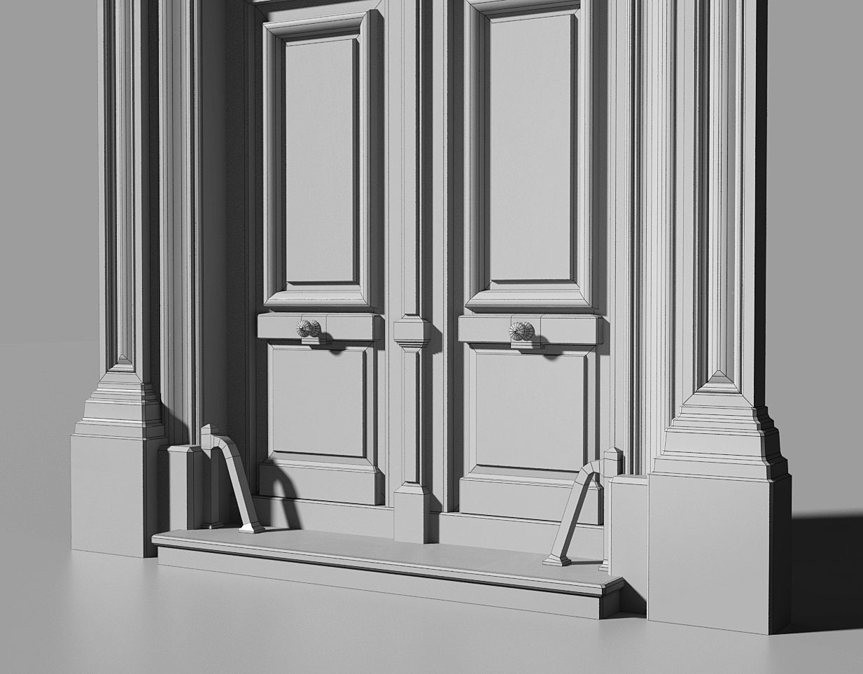Neoclassic door Low-poly 3D model_4