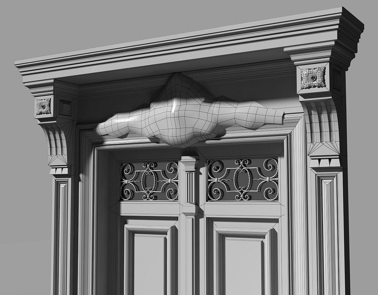 Neoclassic door Low-poly 3D model_6