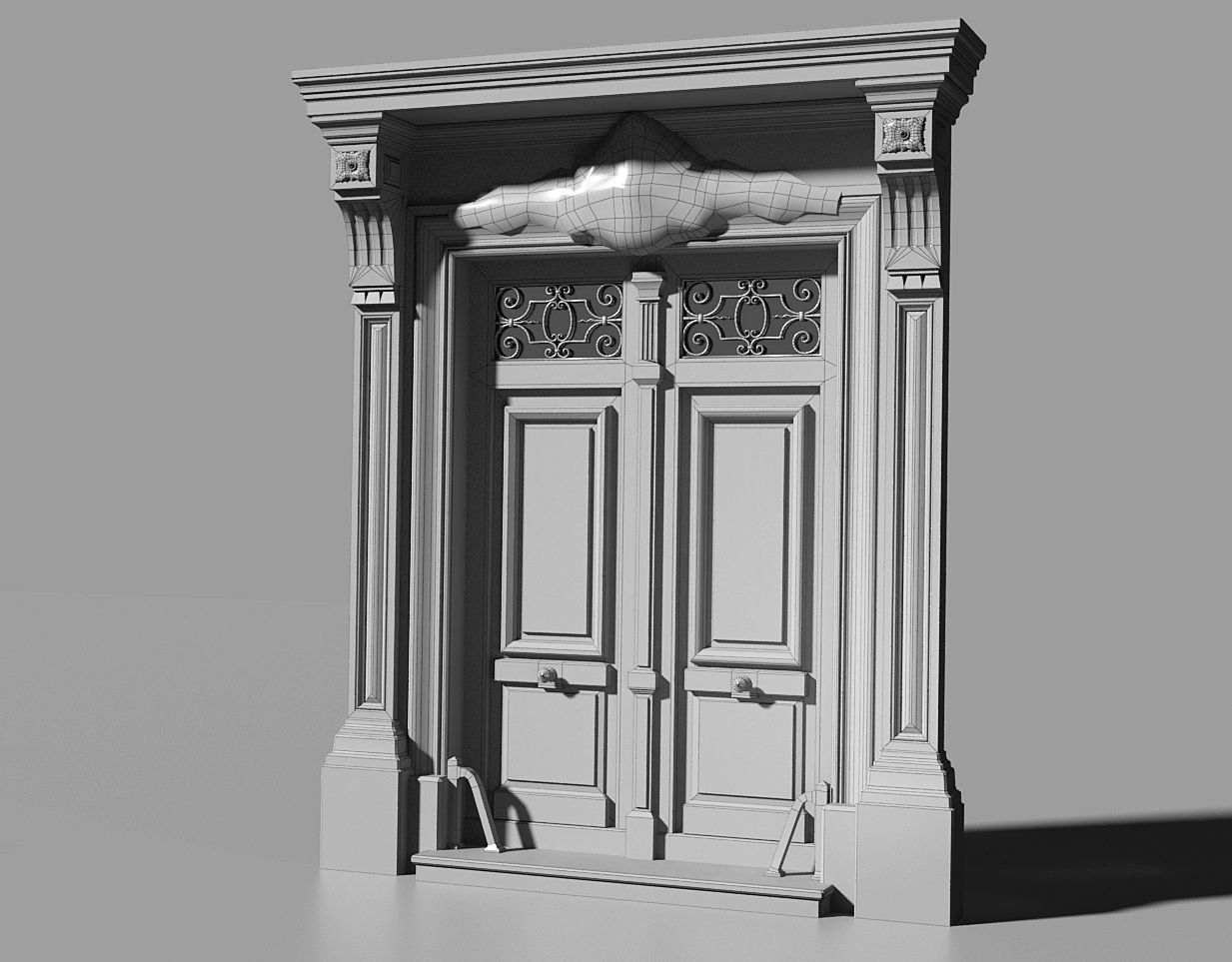 Neoclassic door Low-poly 3D model_2