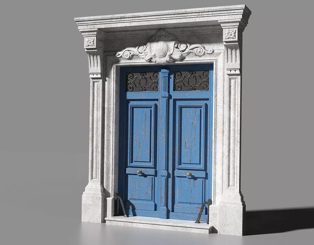 Neoclassic door Low-poly 3D model_0