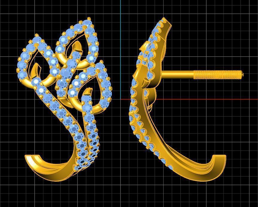 Leaflet Hug Earring  3D print model_6