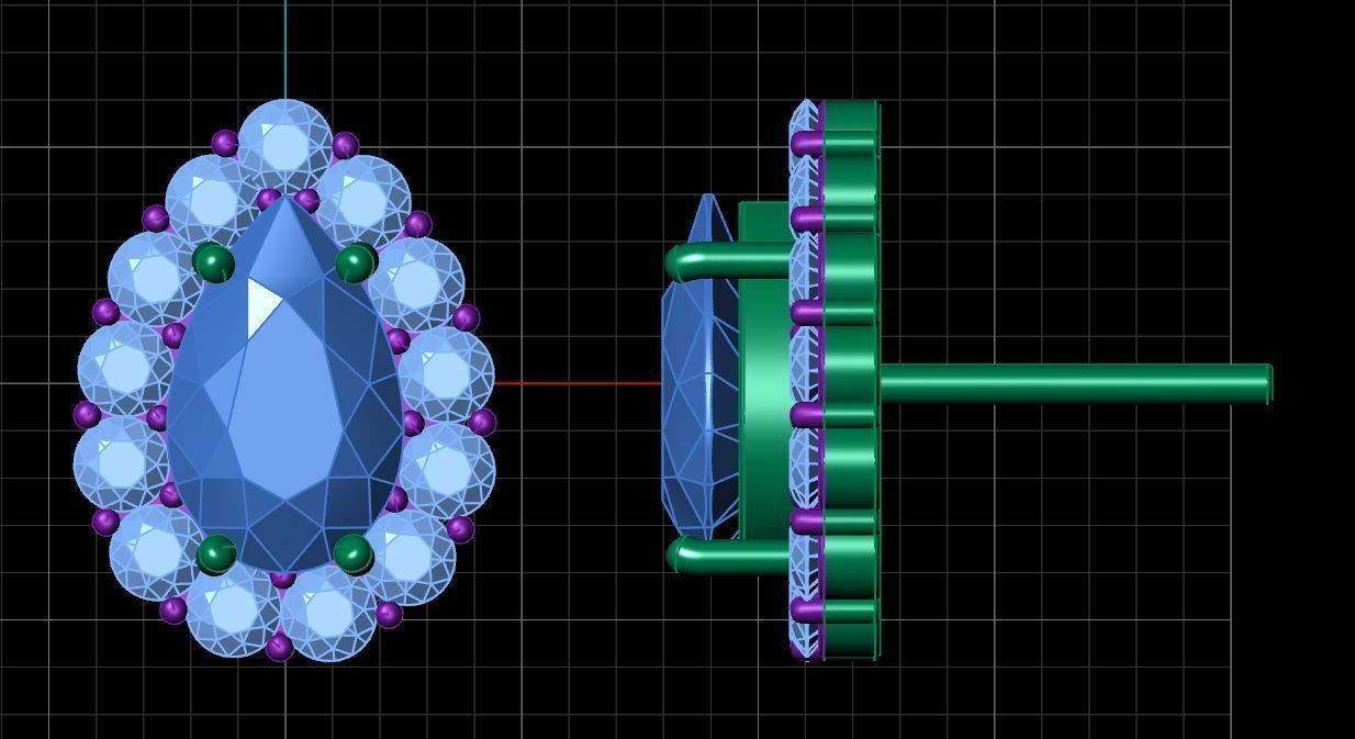 Pretty Pear Stud Earring 3D print model_15