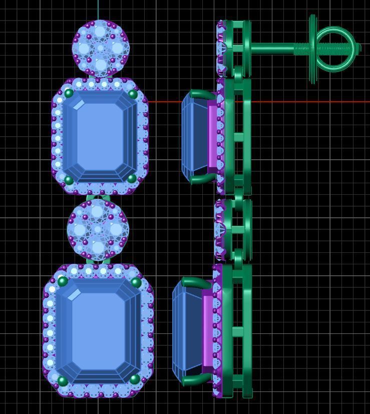 Quad and Cluster Drop Earring 3D print model_5