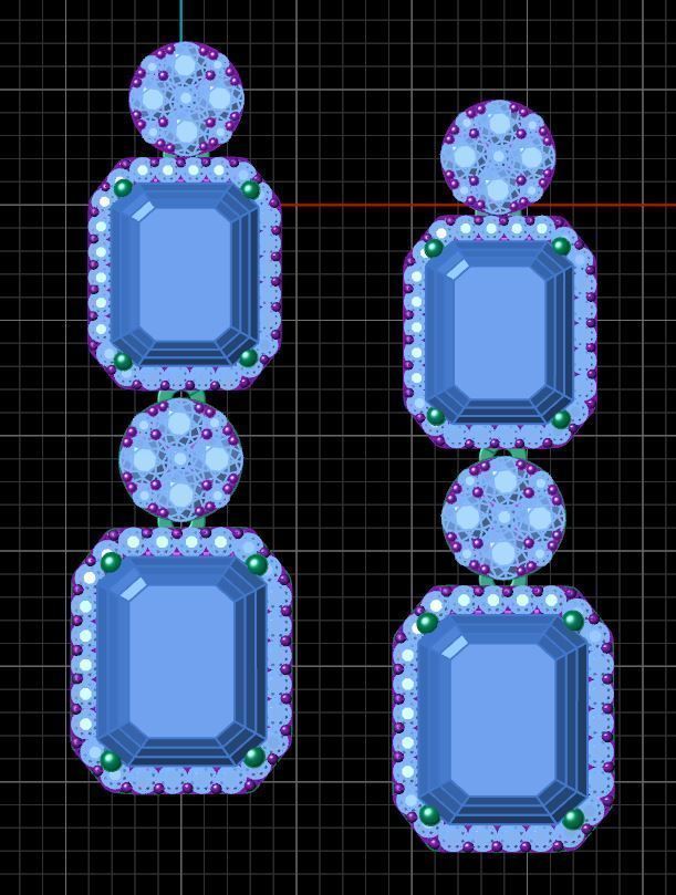 Quad and Cluster Drop Earring 3D print model_8