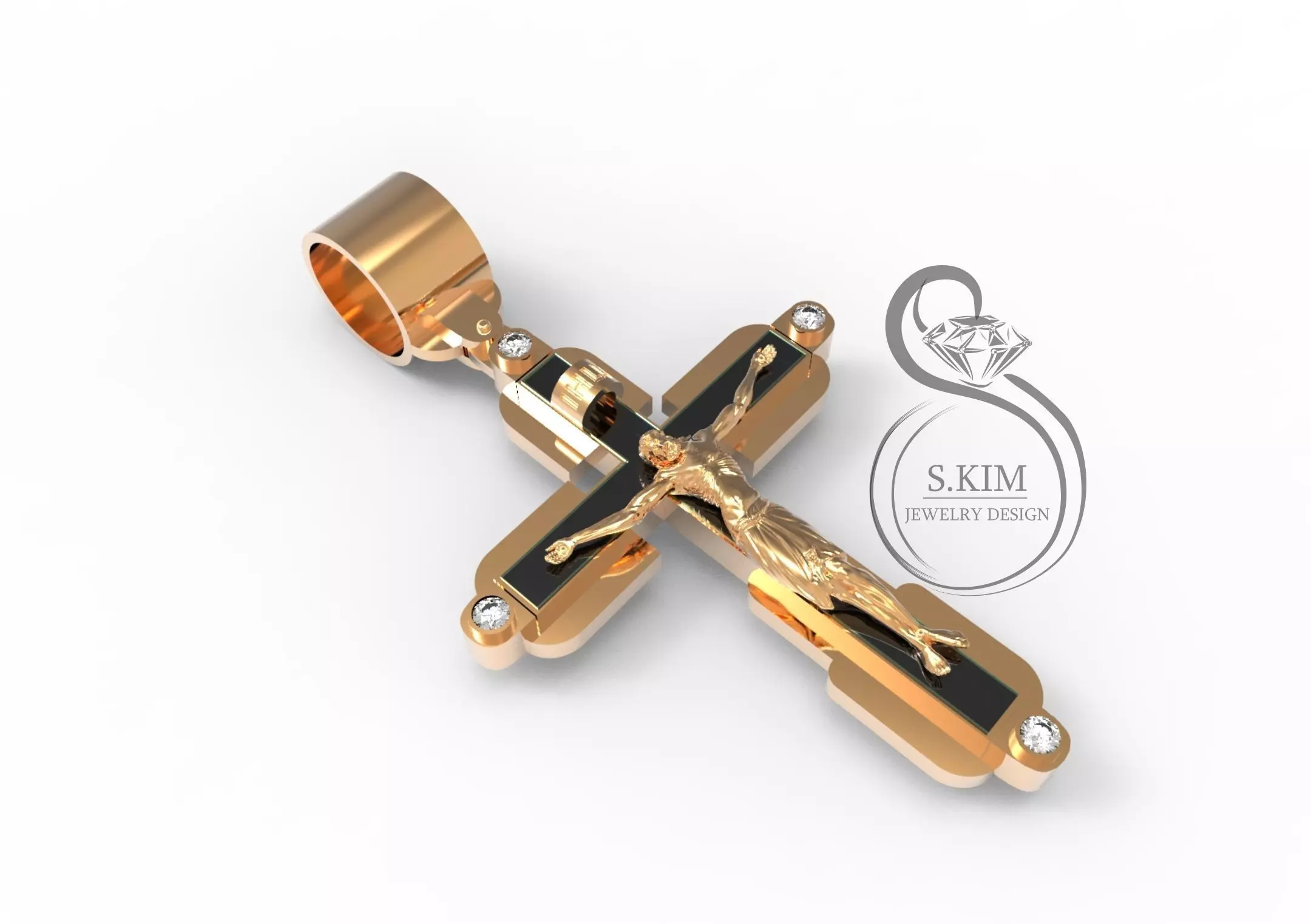 Cross with jesus and enamel 3D print model_0