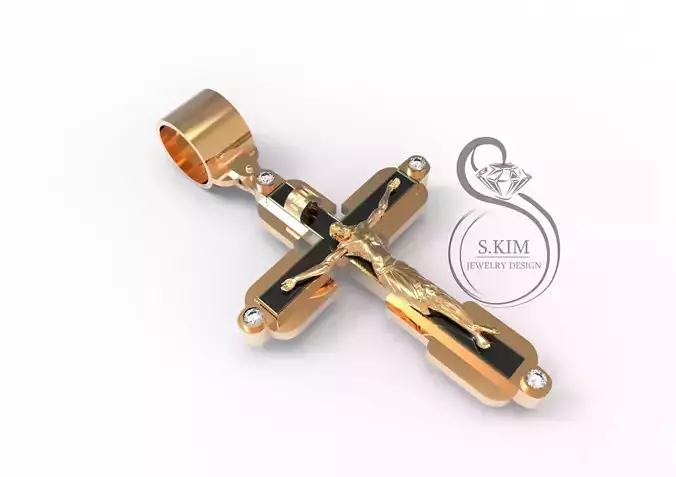 Cross with jesus and enamel 