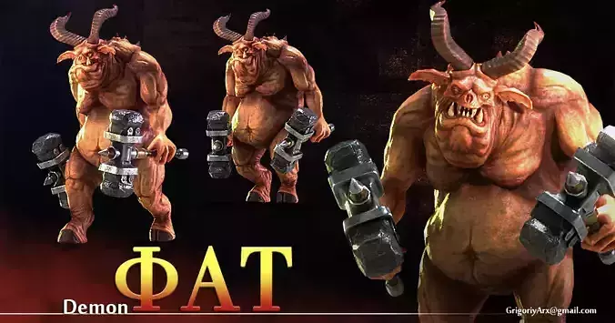 Demon Fat Low-poly 3D model