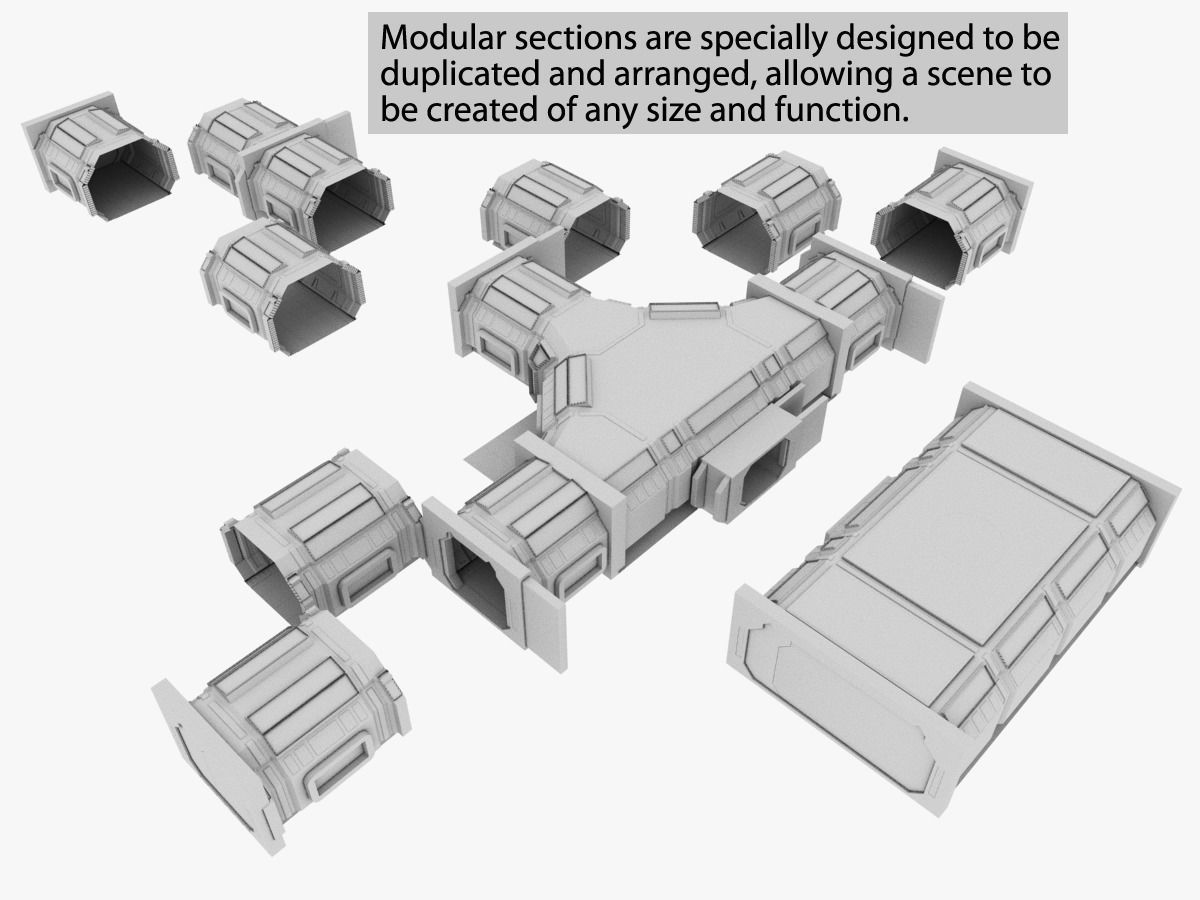 Modular Spaceship Interior 3D model_24