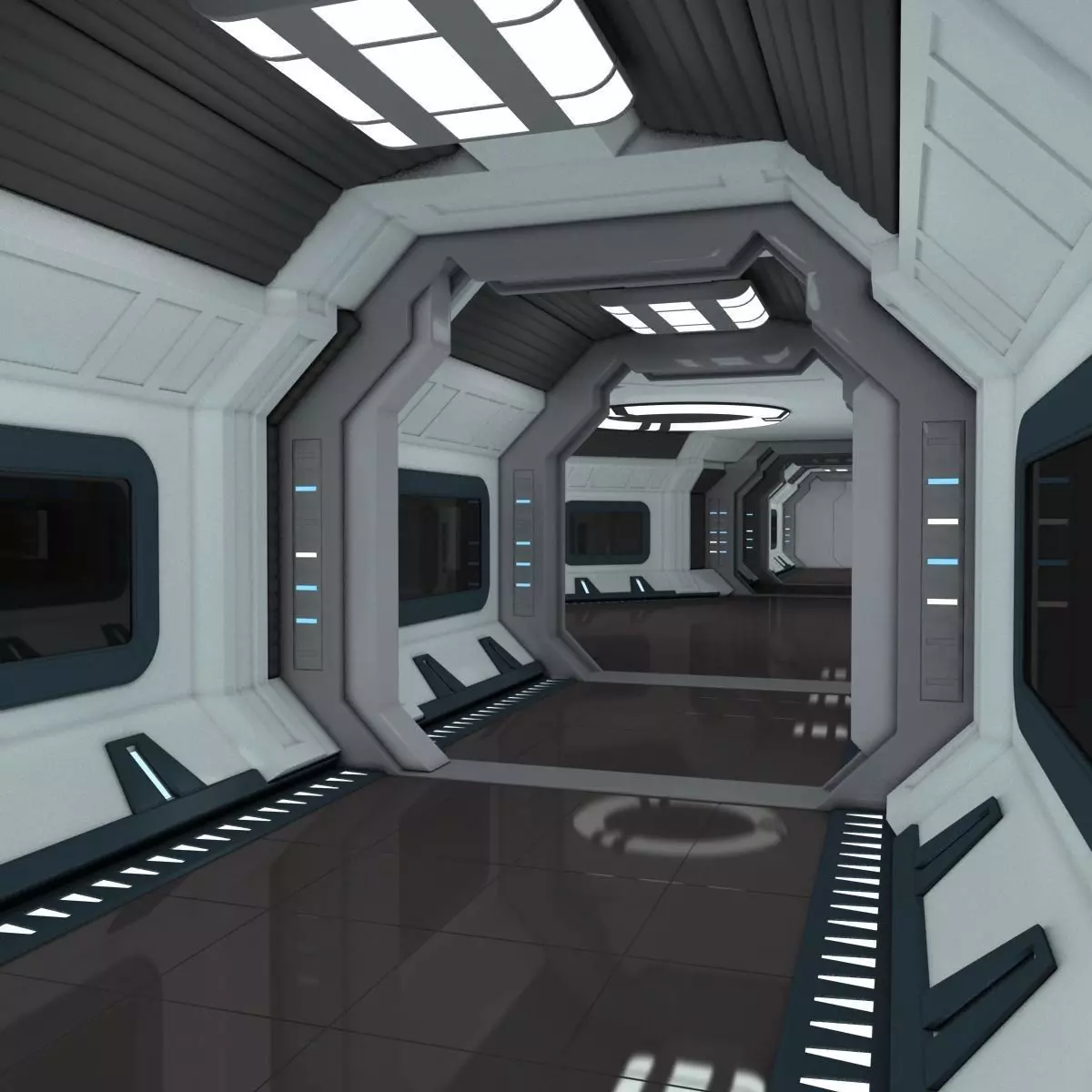 Modular Spaceship Interior 3D model_0
