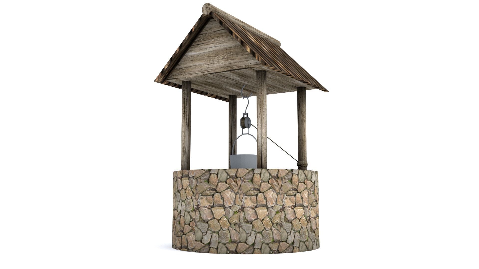 Stone Well Low-poly 3D model_3